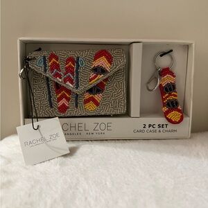 NWT Rachel Zoe Beaded Card Case and Charm Set
